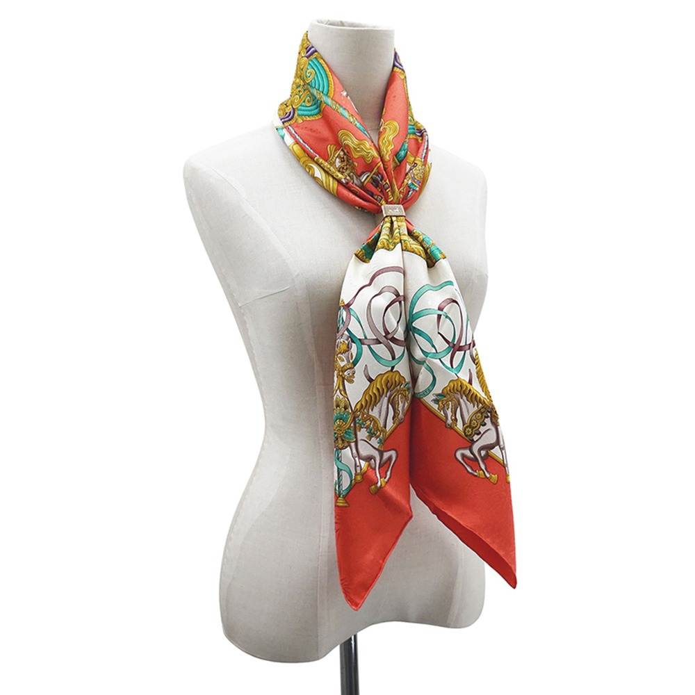 HERMES Authentic Red Silk Scarf - Picture 6 of 6